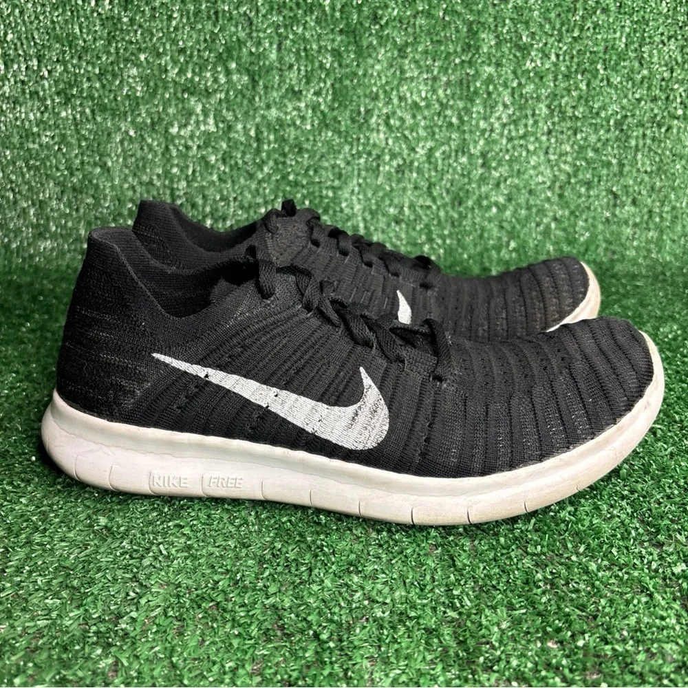 Nike Free RN Flyknit Women's‎ Size 8 Running Shoes Black White