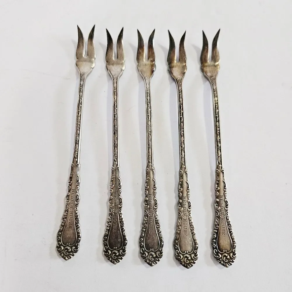 Antique S.L. & G.H Rogers Silver Plate Webster Pattern Set Of 5 Cocktail Forks