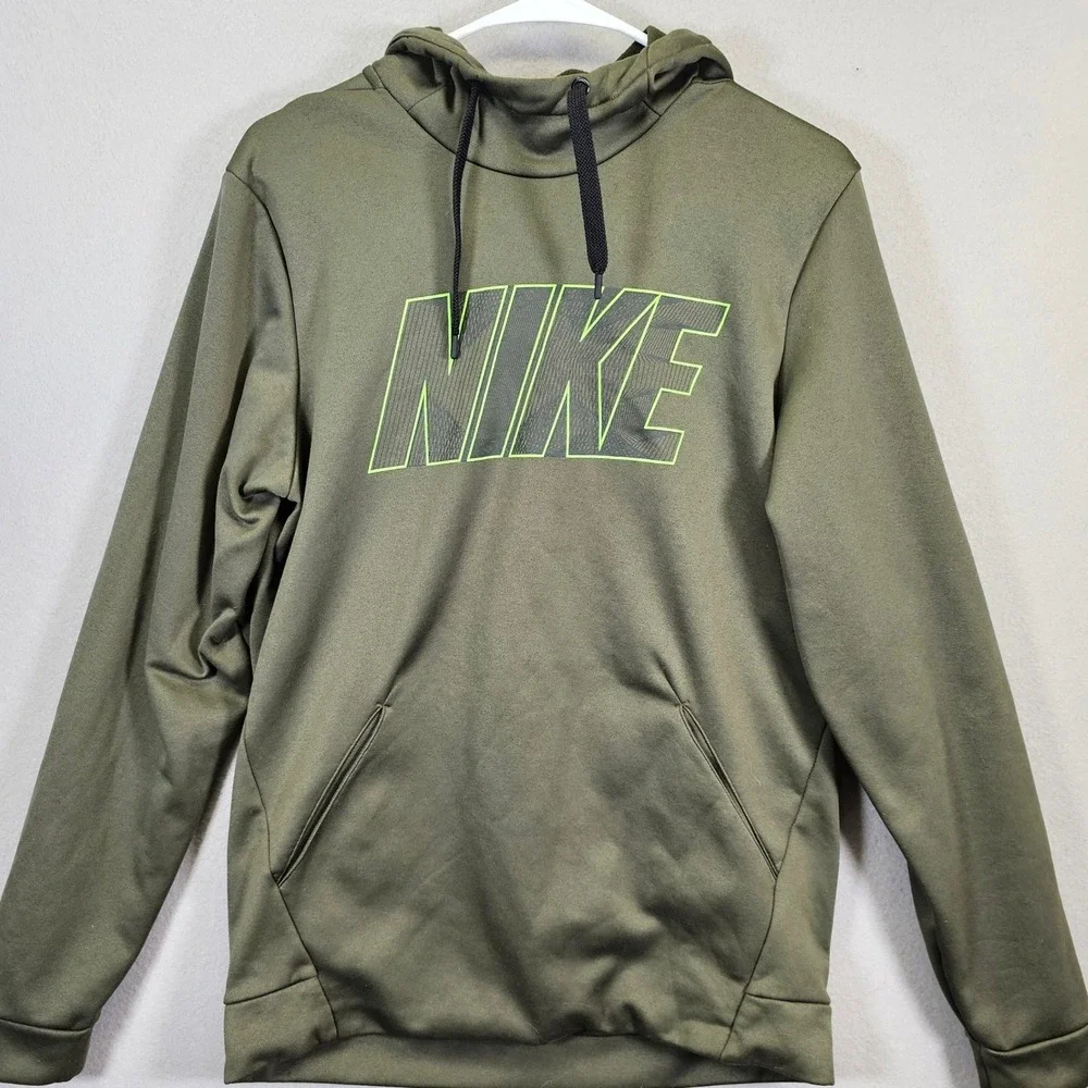 Nike Dri‎ Fit Hoodie Mens Small Green Pullover Sweatshirt Athletic Gym