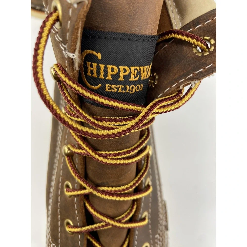 Chippewa Boots Mens 12EE Brown ED5321 Steel Toe Moc Toe Work Leather‎ Wedge Sole