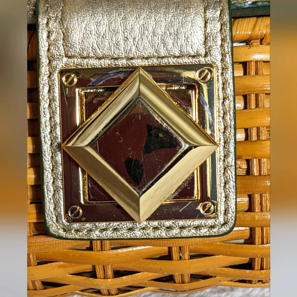 Women's MICHAEL‎ Michael Kors unique wicker and gold leather clutch