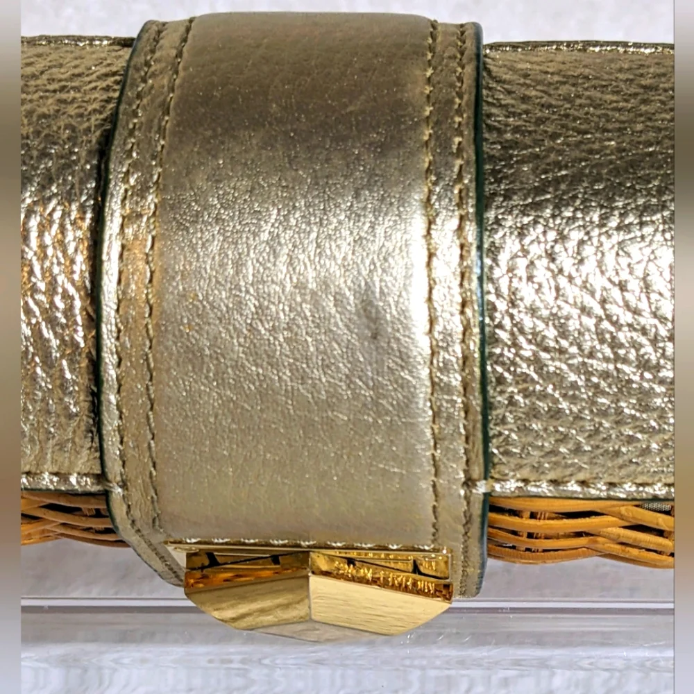 Women's MICHAEL‎ Michael Kors unique wicker and gold leather clutch