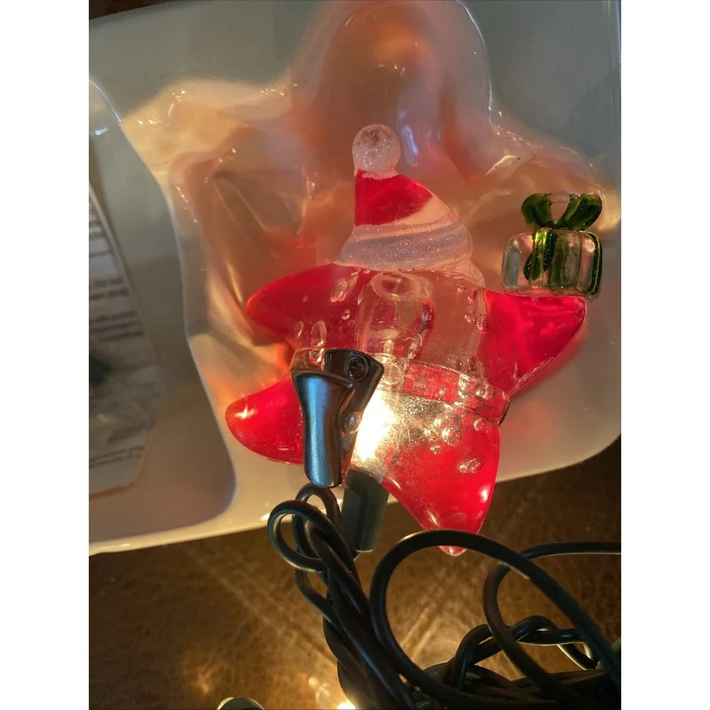 Star Santa Red Indoor Outdoor Clip‎ On Christmas Lights 10 Ct 9 Ft Vtg Holiday