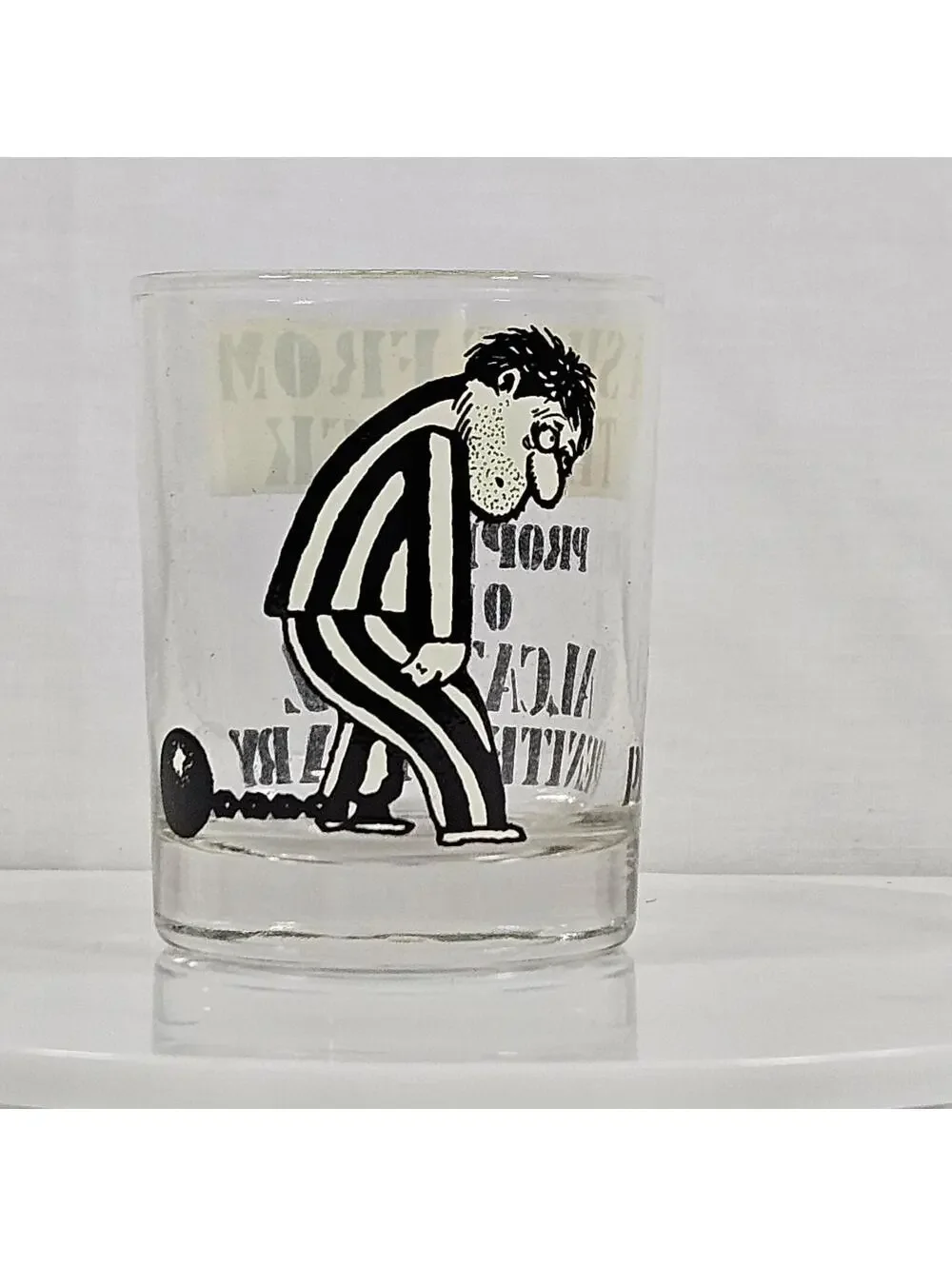 Vintage Alcatraz Shot Glass “A Shot From The Rock” Prison Novelty Barware