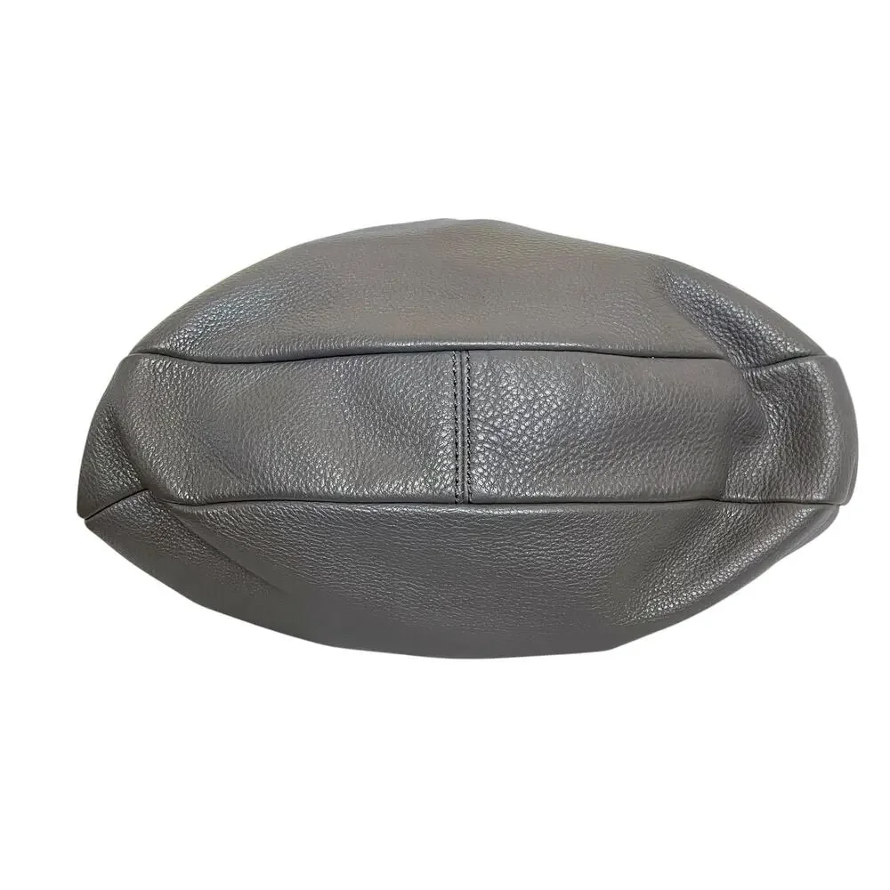 Marc Jacobs New York Hillier Gray Pebbled Leather Hobo Shoulder Bag Handbag