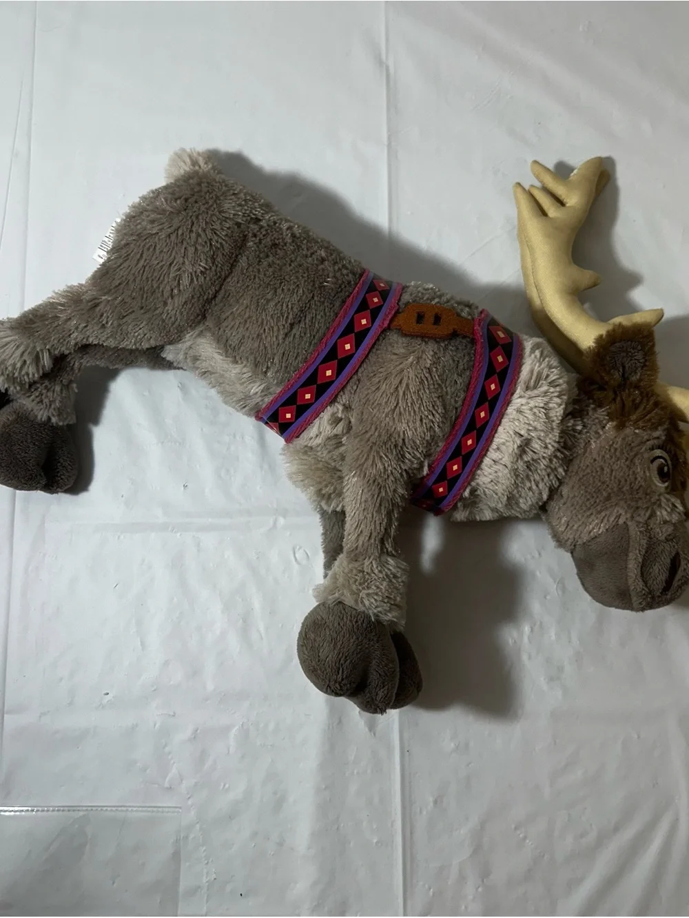 Disney Brown Plush Moose Dog Toy with Pink & Purple Harness