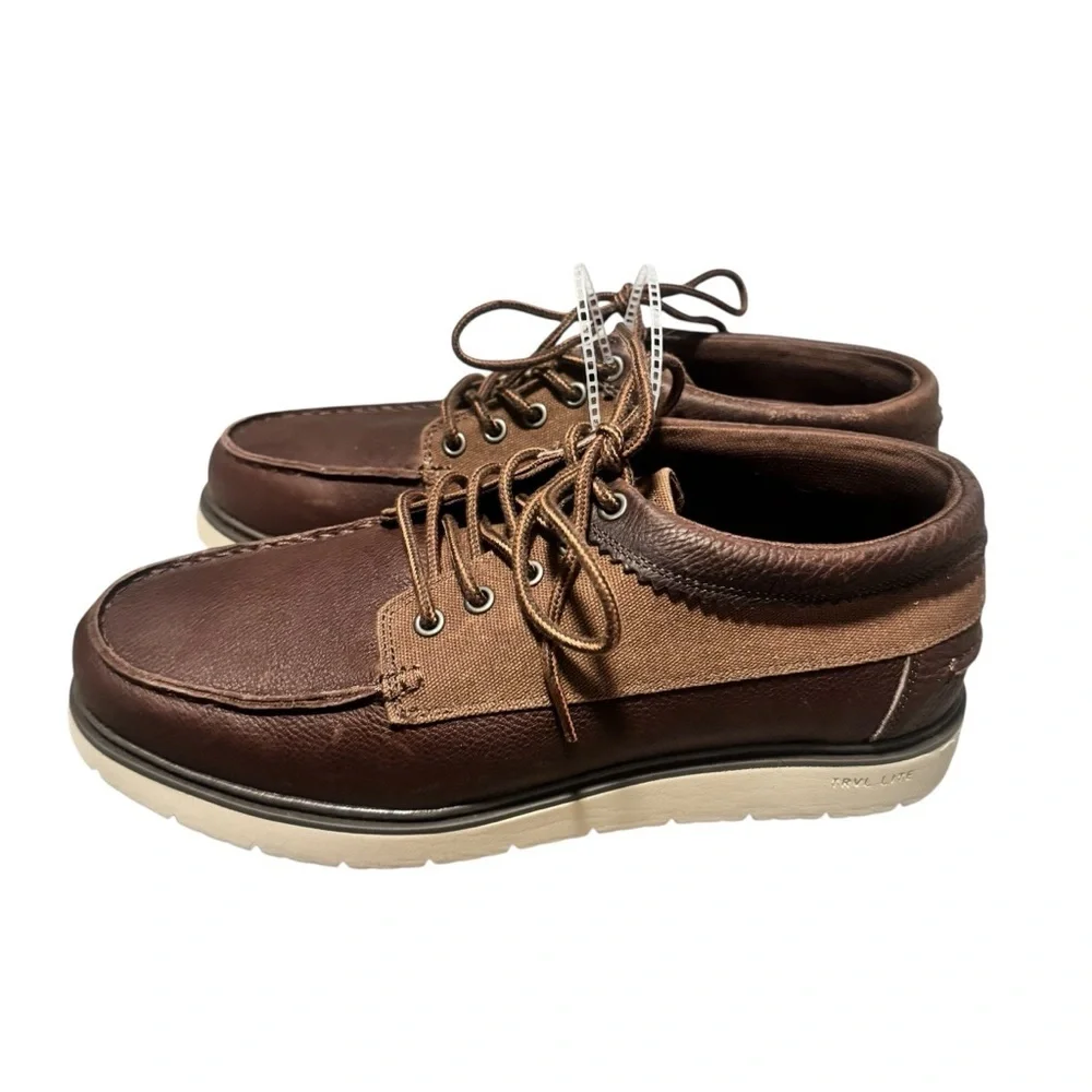 TOMS Men's Travel Lite Forrest Chukka Boot Brown Leather Waxed Lace Up Size 10.5