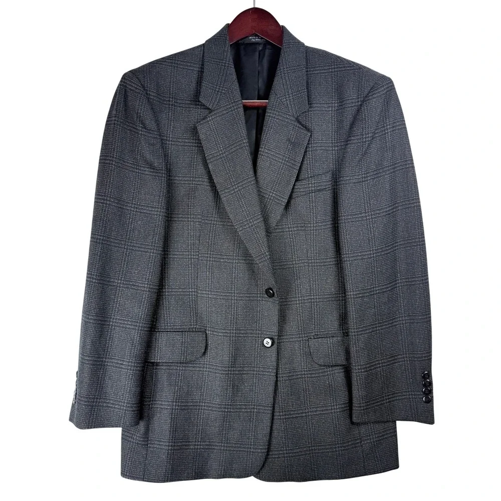 Vintage Gianfranco Ruffini Mens 42R Grey Glen Plaid Blazer‎ Sport Coat