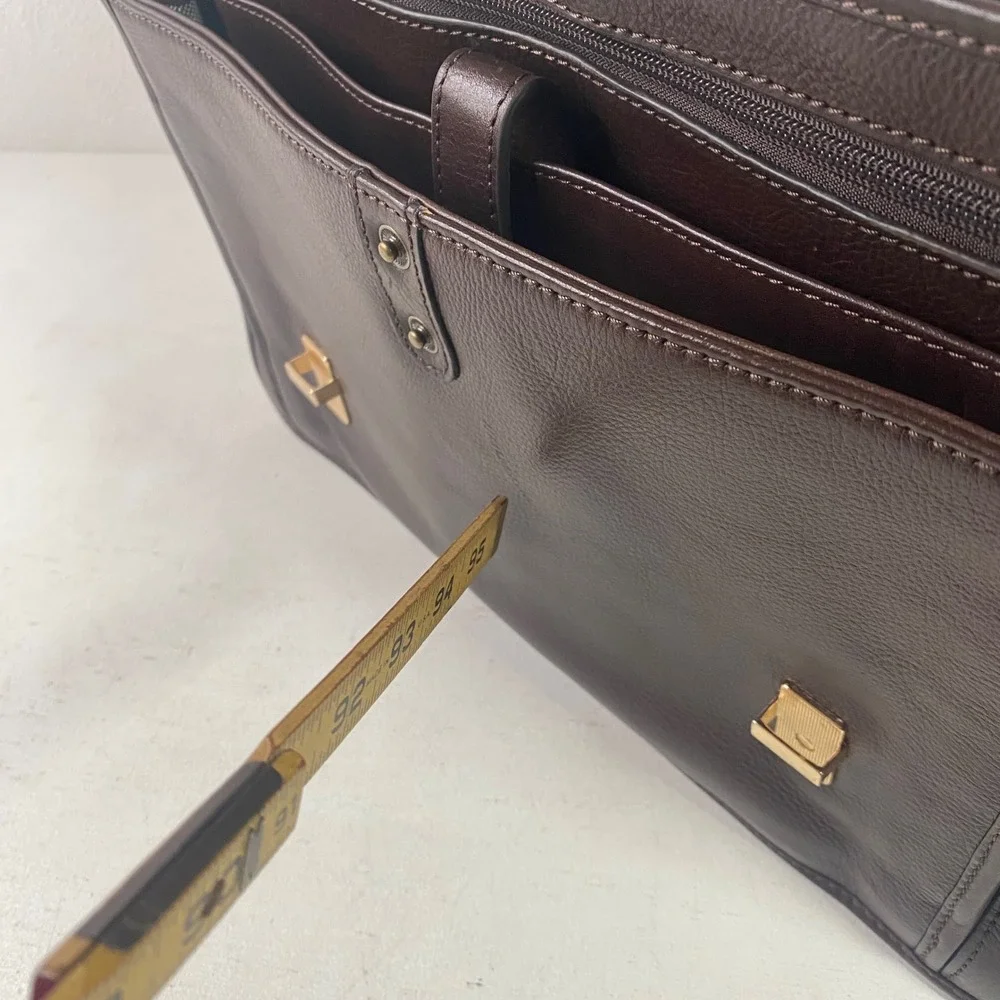 Hidesign The Icons Brown Leather Messenger Briefcase Laptop Bag Brass Hardware
