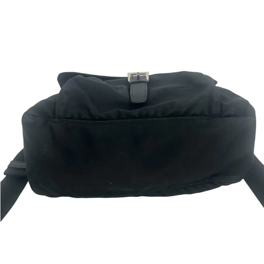 Prada Black Nylon Logo Plaque Messenger Crossbody Bag