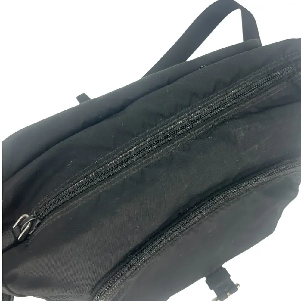 Prada Black Nylon Logo Plaque Messenger Crossbody Bag