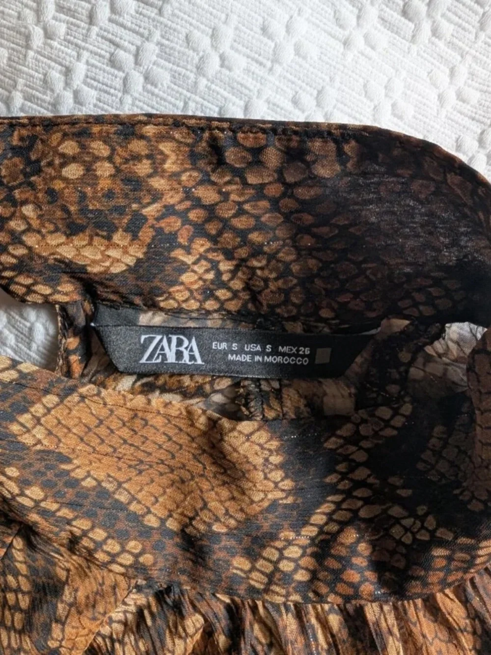 Zara Snake Gold Dramatic Balloon Sleeves Sheer Crop Top