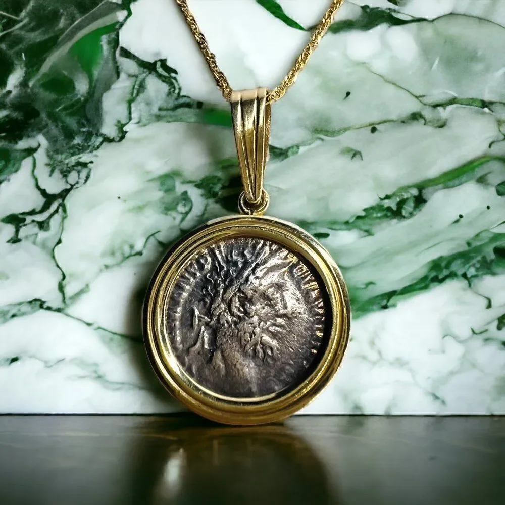 14k Gold Ancient Coin Necklace 18