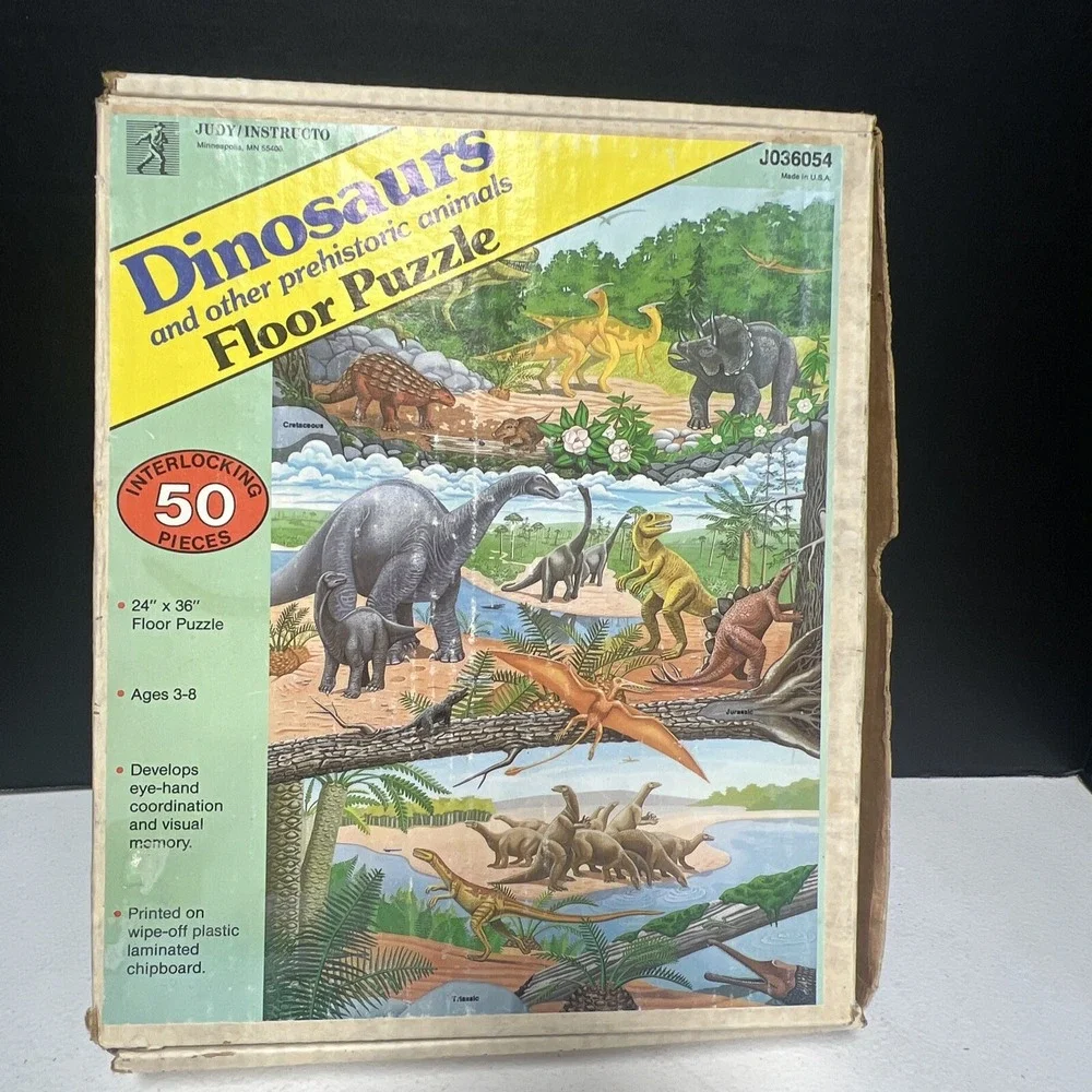 Floor Puzzle Vintage Judy Instructo Dinosaurs & Other Prehistoric Animals 50 Pc.