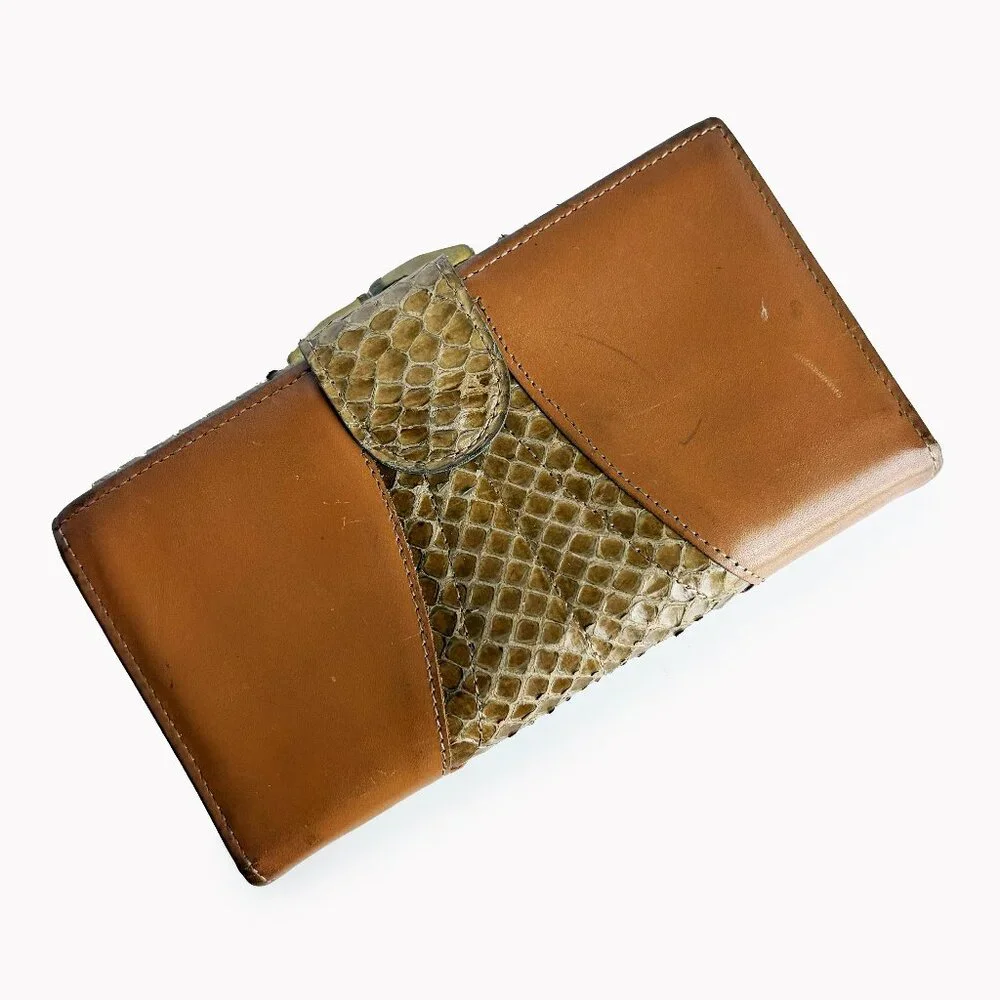 Bosca Wallet Bifold Leather and Whipsnake Rare Vintage Retro Made in Ita…