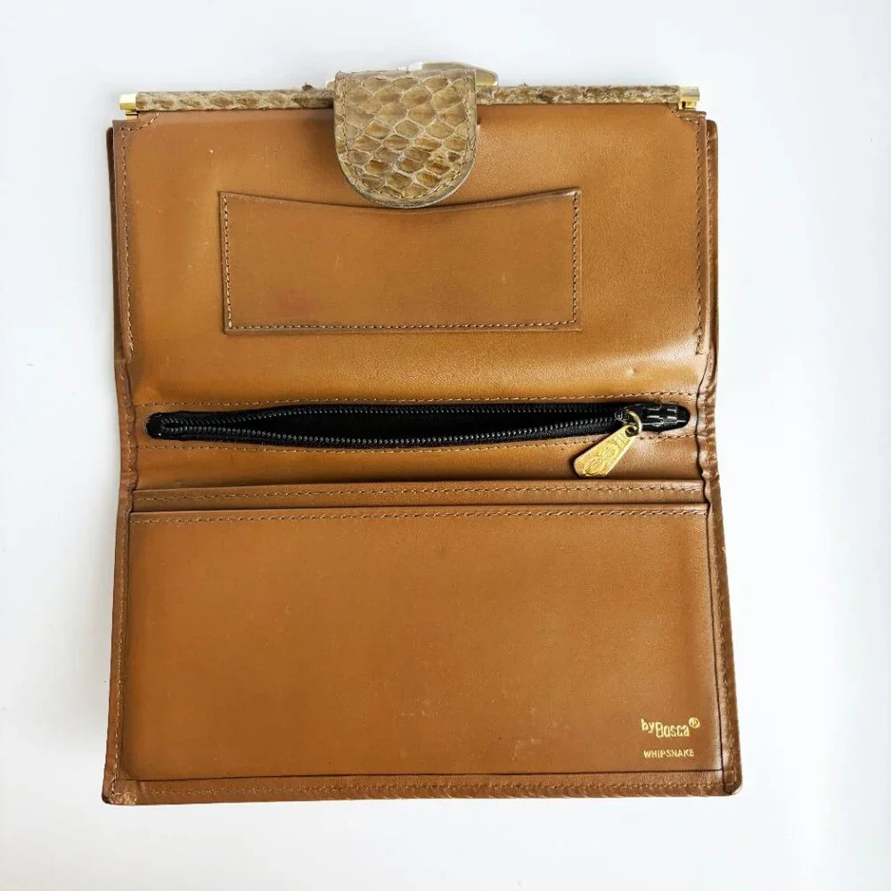 Bosca Wallet Bifold Leather and Whipsnake Rare Vintage Retro Made in Ita…