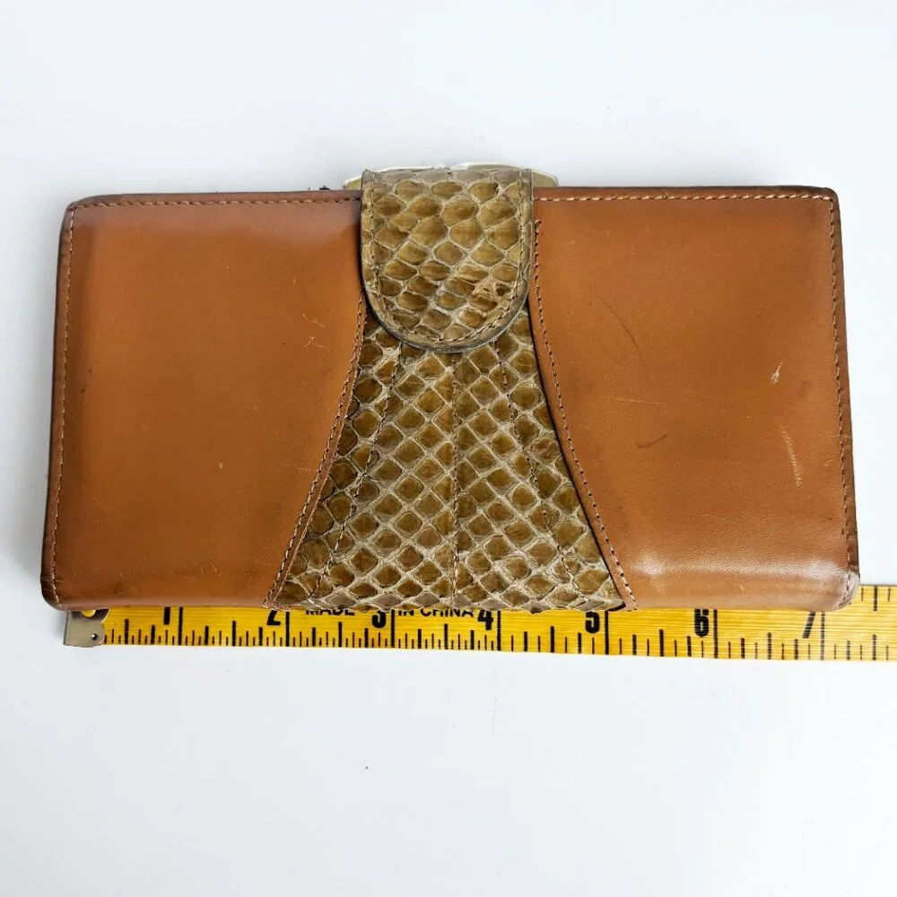 Bosca Wallet Bifold Leather and Whipsnake Rare Vintage Retro Made in Ita…