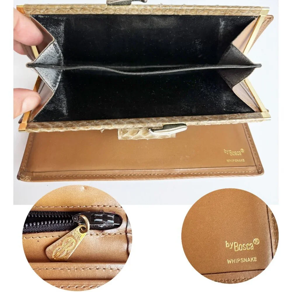 Bosca Wallet Bifold Leather and Whipsnake Rare Vintage Retro Made in Ita…