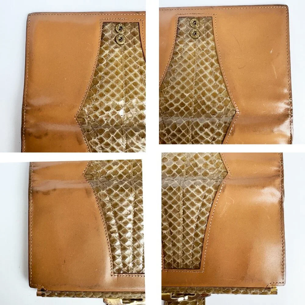 Bosca Wallet Bifold Leather and Whipsnake Rare Vintage Retro Made in Ita…