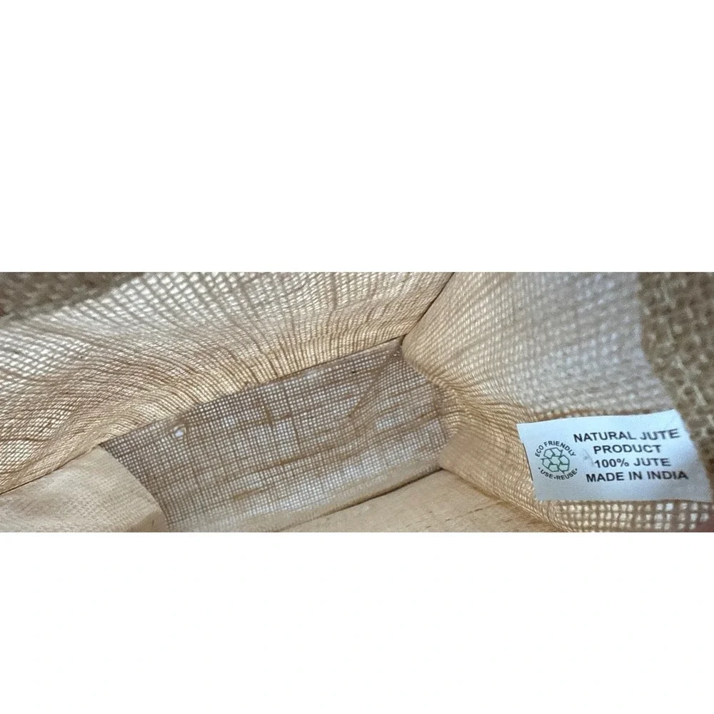 Arhaus Mini Tote Bag Unisex Small Tan Floral Jute Eco-Friendly Upscale Gift Bag