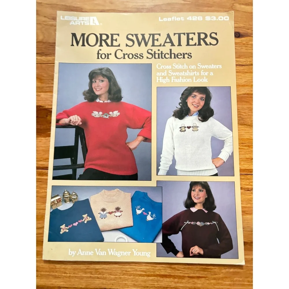 Leisure‎ Arts Cross Stitch Sweater Pattern Booklets Leaflets 375 426 Vintage 80s
