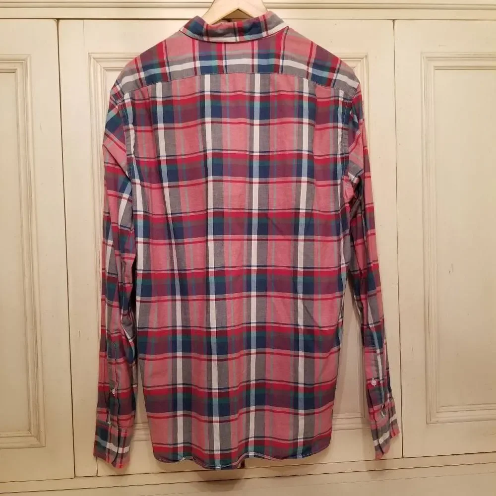 J. Crew Summer Plaid Button Down Slim Large