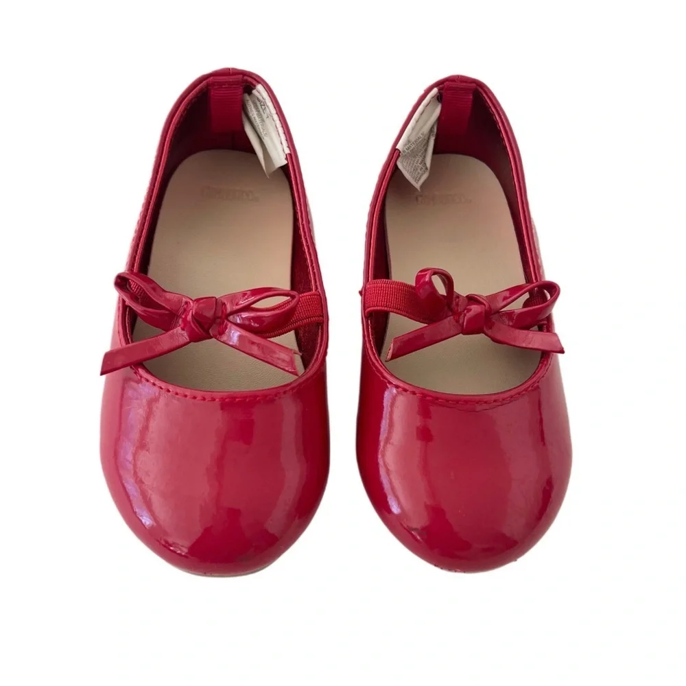 Gymboree Kids Red Glossy Ballet Flats with Bow Strap | Toddler Girl 7