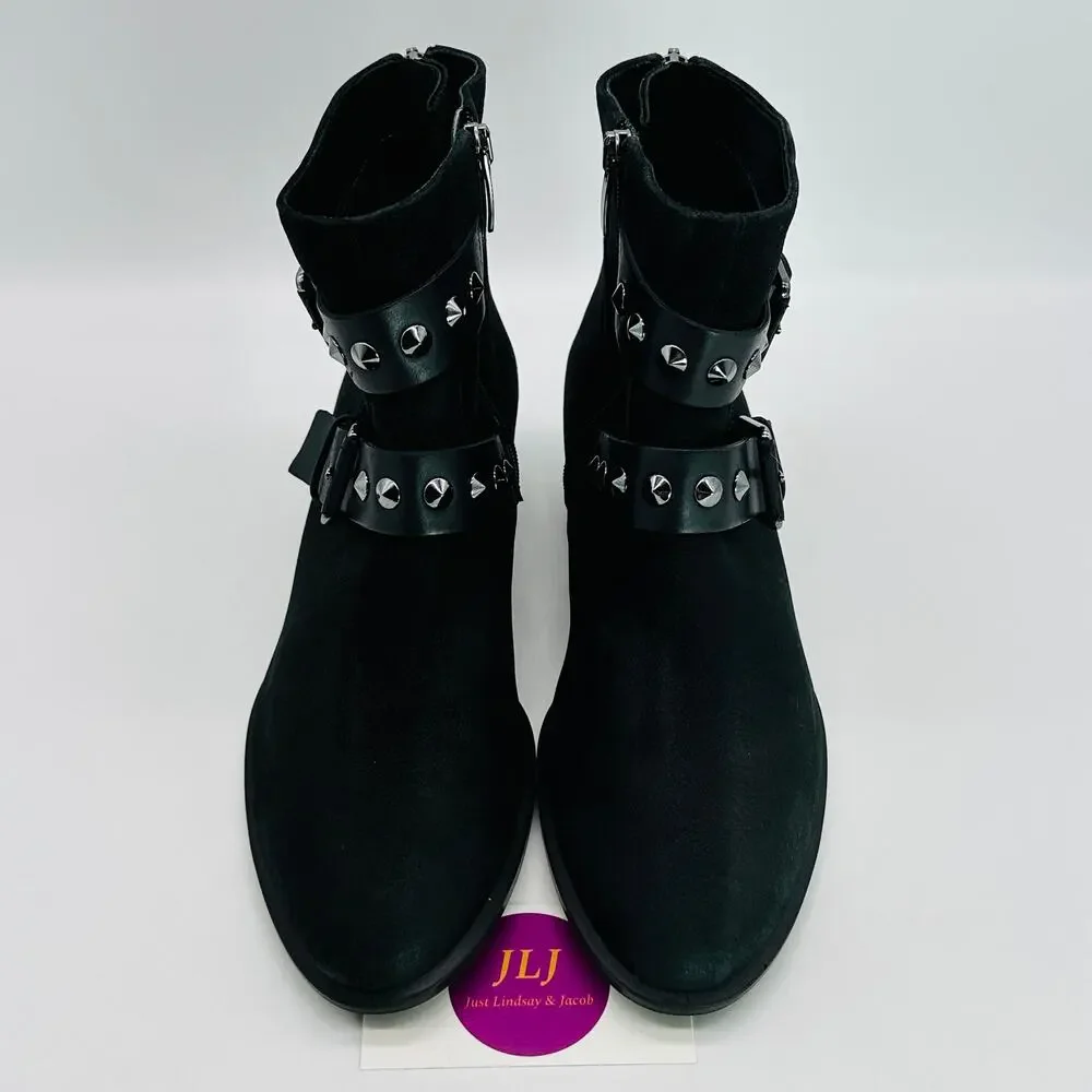 ECCO Women's Black Nubuck Studded Harness Ankle Boots Size 39 EU/ 8-8.5 US