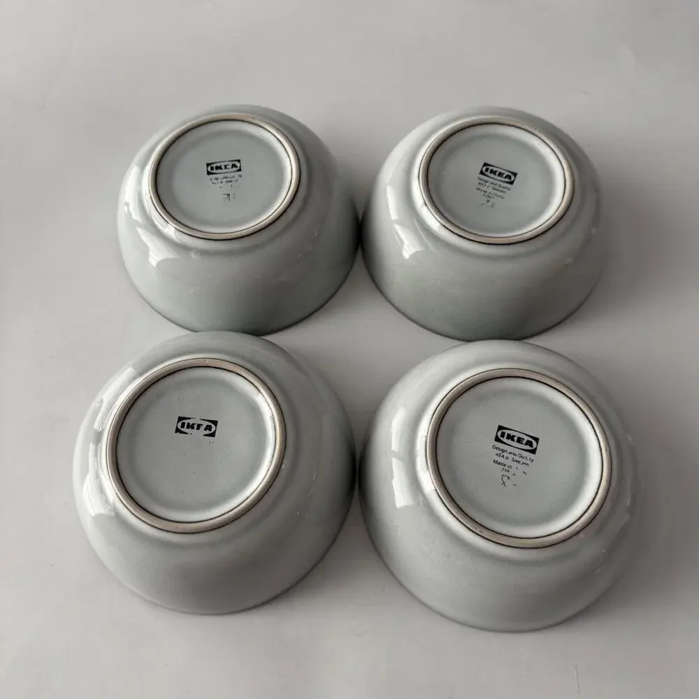 Set of 4 IKEA Gladelig Bowls Salad Cereal MCM Speckled Brown Trim
