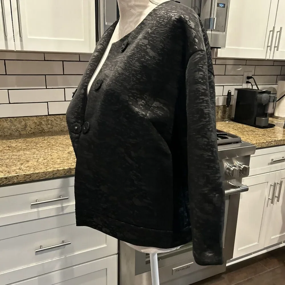 Marla Wynne Textured Jacquard Women’s Kimono Jacket size XL Black Collarless