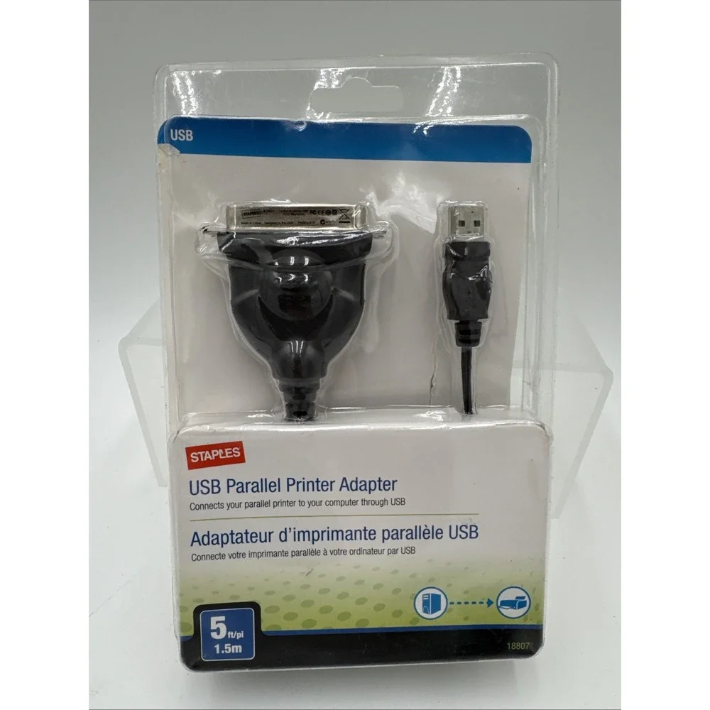 STAPLES USB Parallel‎ Printer Adapter *New Unused*