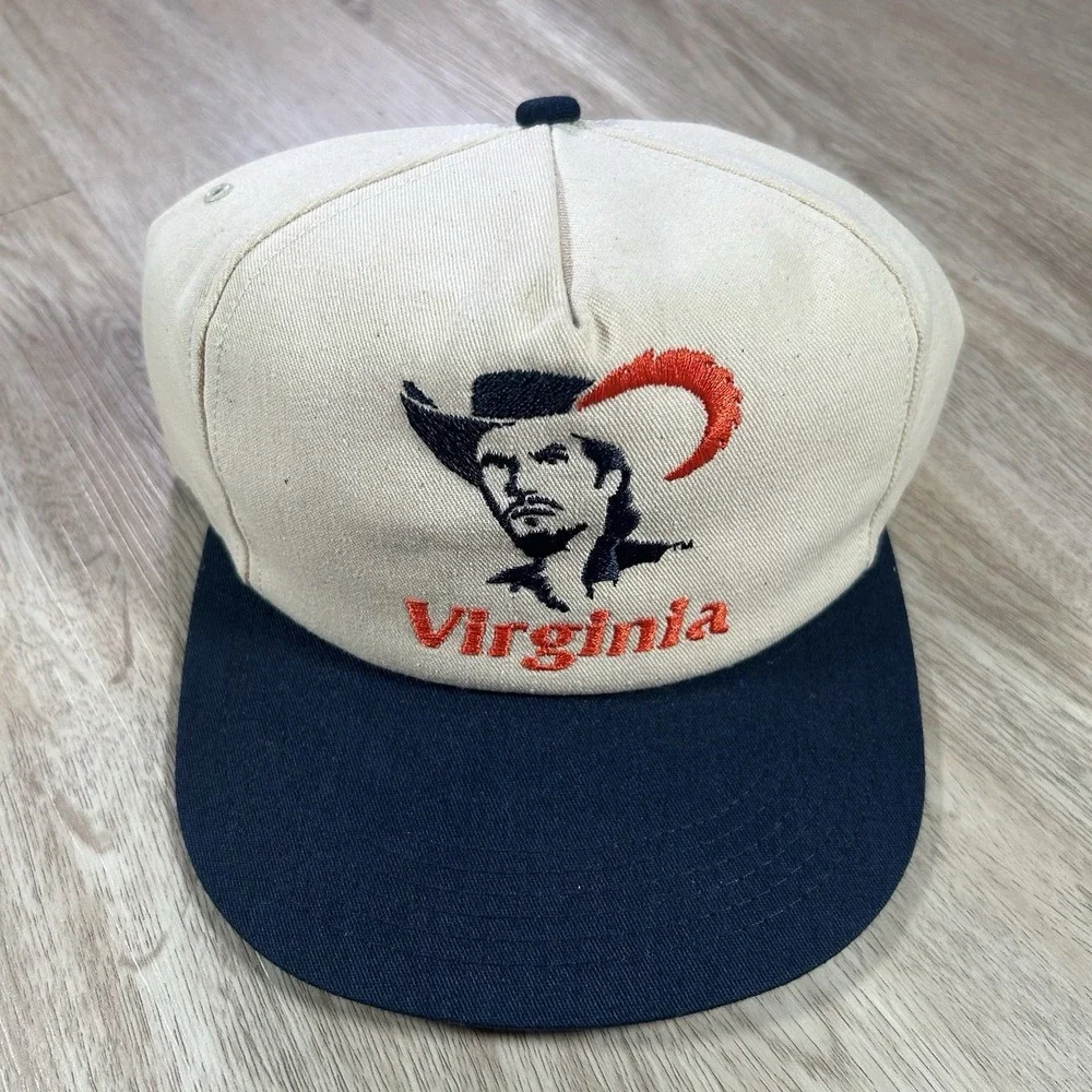 VTG Virginia Cavaliers Snapback Hat College K Product Beige Blue Cap Made in USA