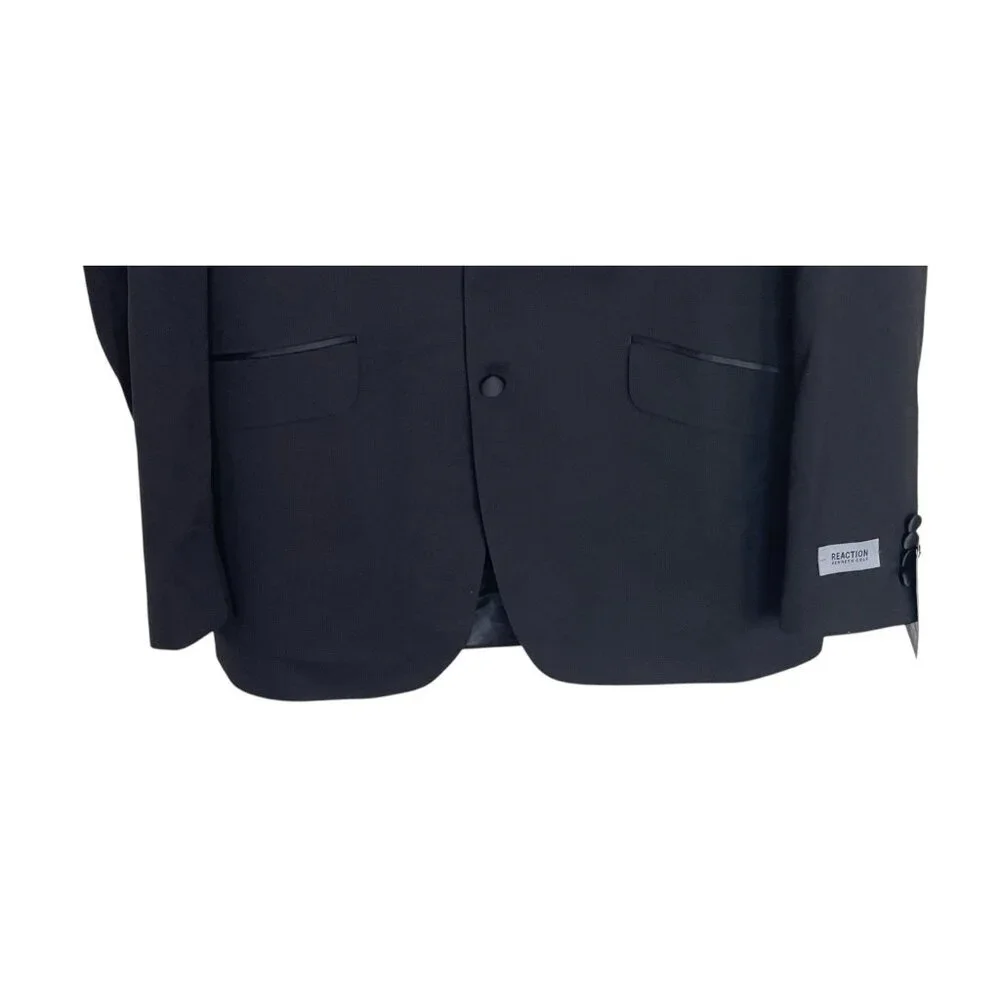 Reaction Kenneth Cole Blazer Jacket Coat Mens Size 43 Long‎ Black Techni Cole