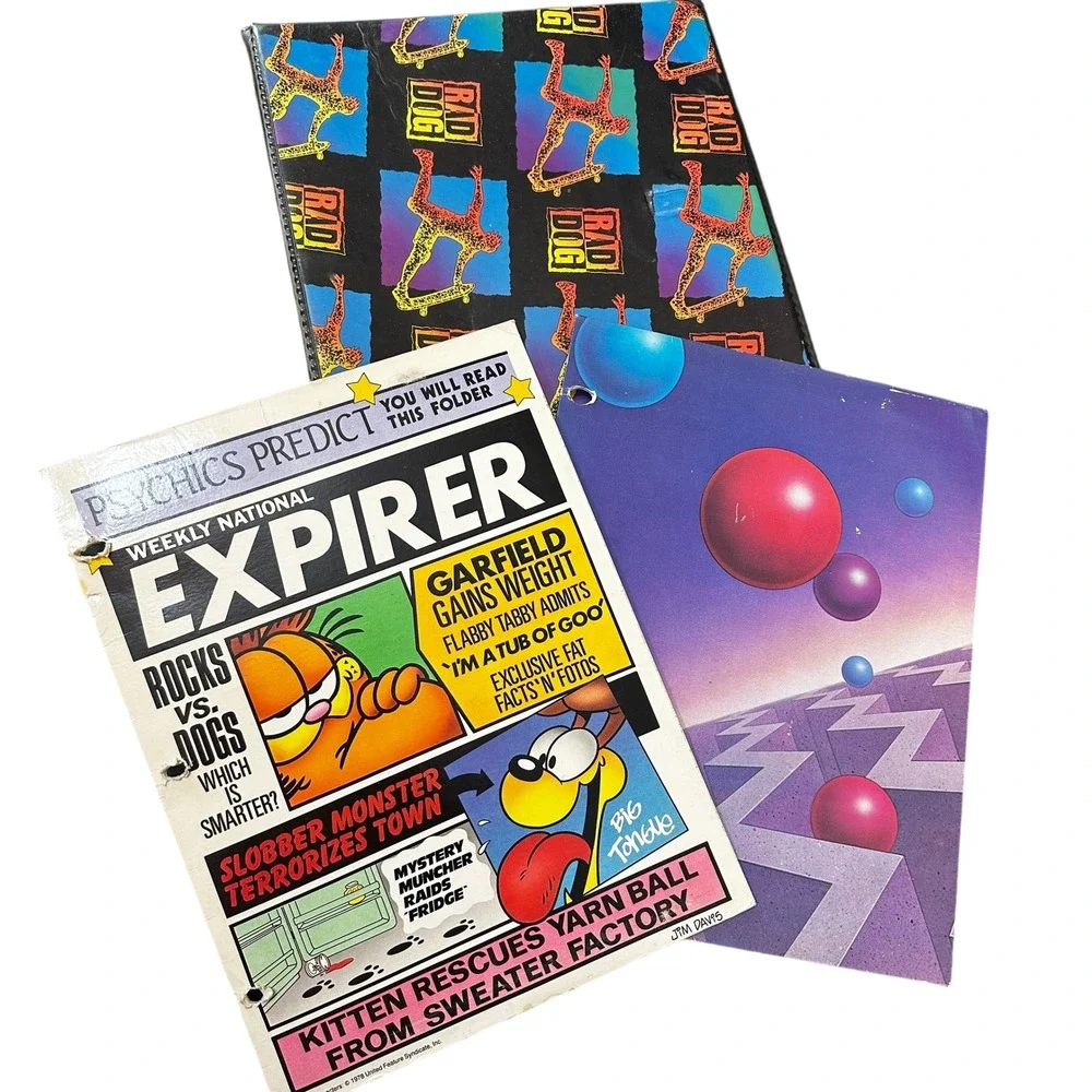 VTG Rad Dog Trapper Keeper 3 Ring Binders Folders Lot 1980s 70s‎ Garfield Folder