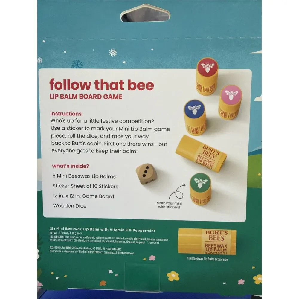Burt's Bees Holiday Limited Edition Follow that Bee Board Game Lip Balm Gift Set