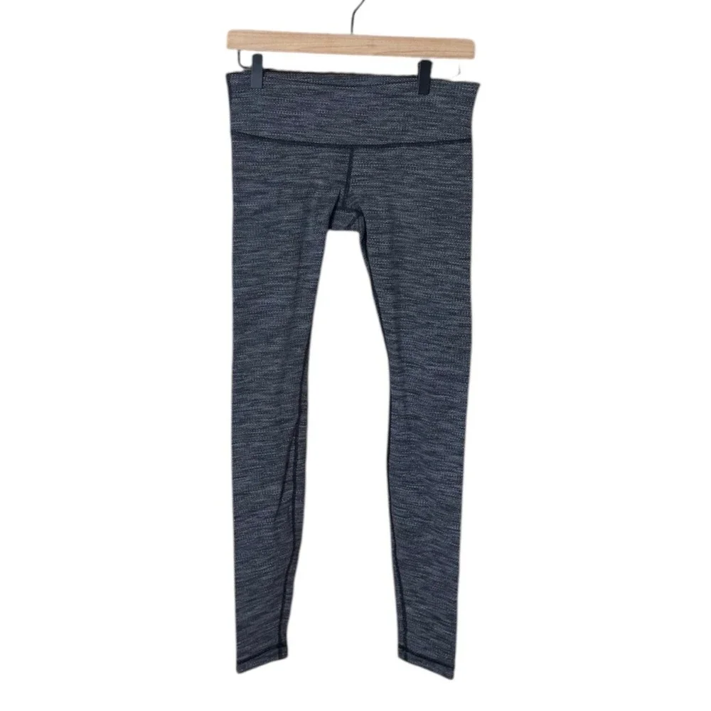 Lululemon‎ Wunder Under Leggings Size 6 Variegated Knit Heather Gray Active