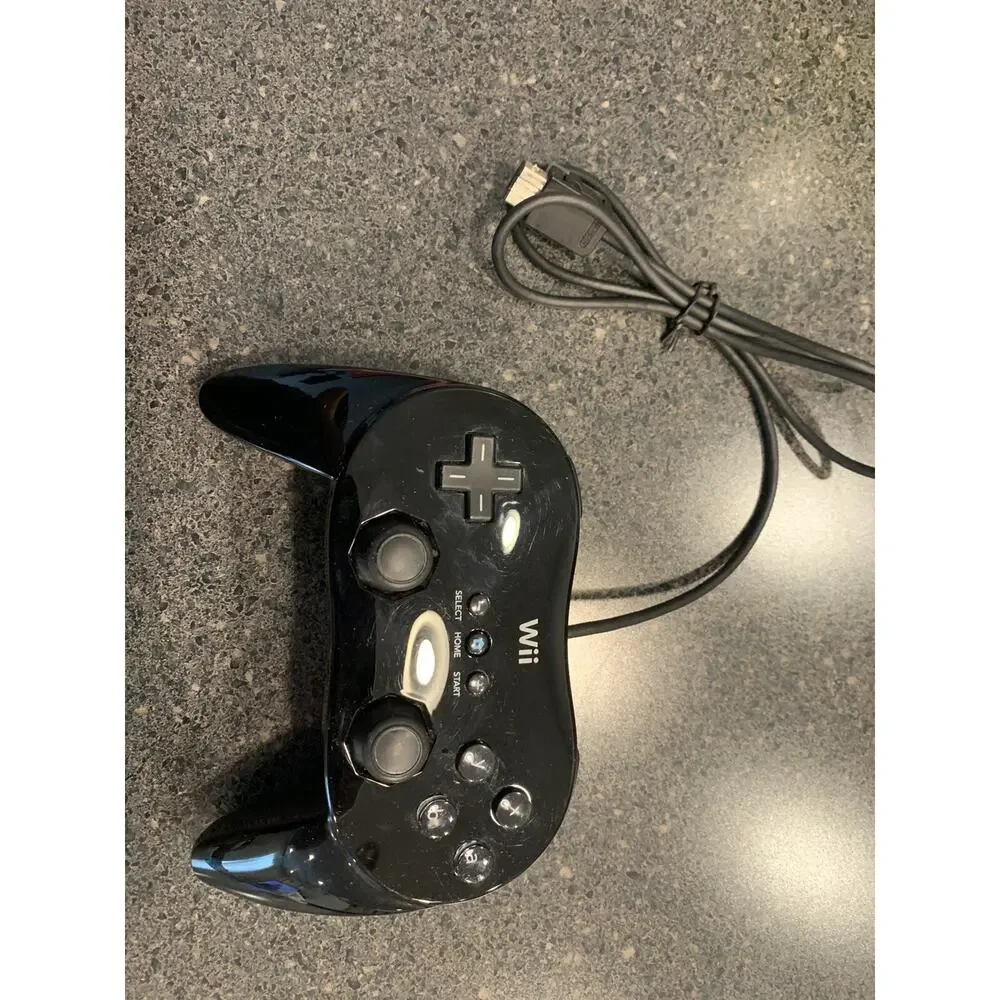 Official Nintendo Wii Pro Controller Classic Black RVL-005 OEM TESTED