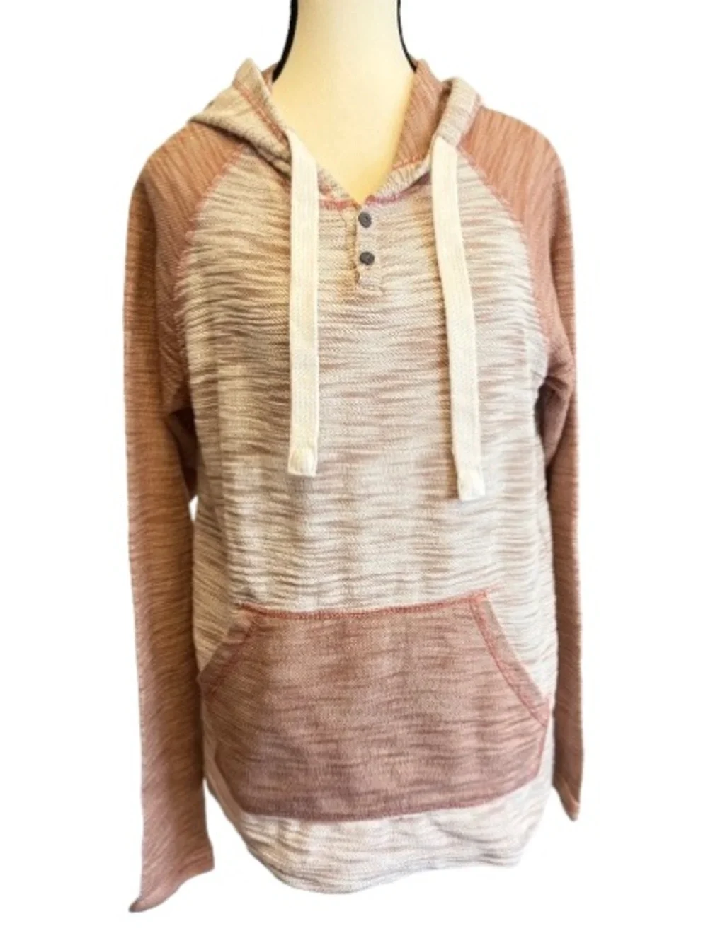 Free Planet Hoodie Medium NWOT Colorblock Henley Pullover Boho Cozy