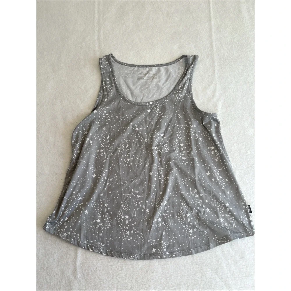 Eddie Bauer Pajama Top Women's Large Gray Star