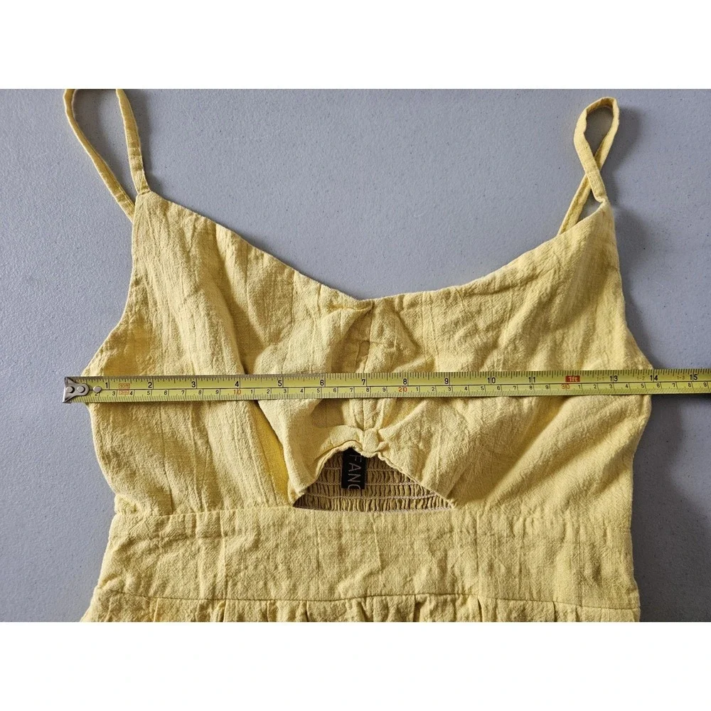Fancyinn Mustard Yellow‎ Cutout Button Front Smocked Back Sundress Womens Medium