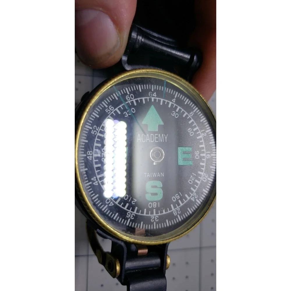 Engineer Academy Lensatic Compass Black Brass, Hiking, Camping, Vintage MCM