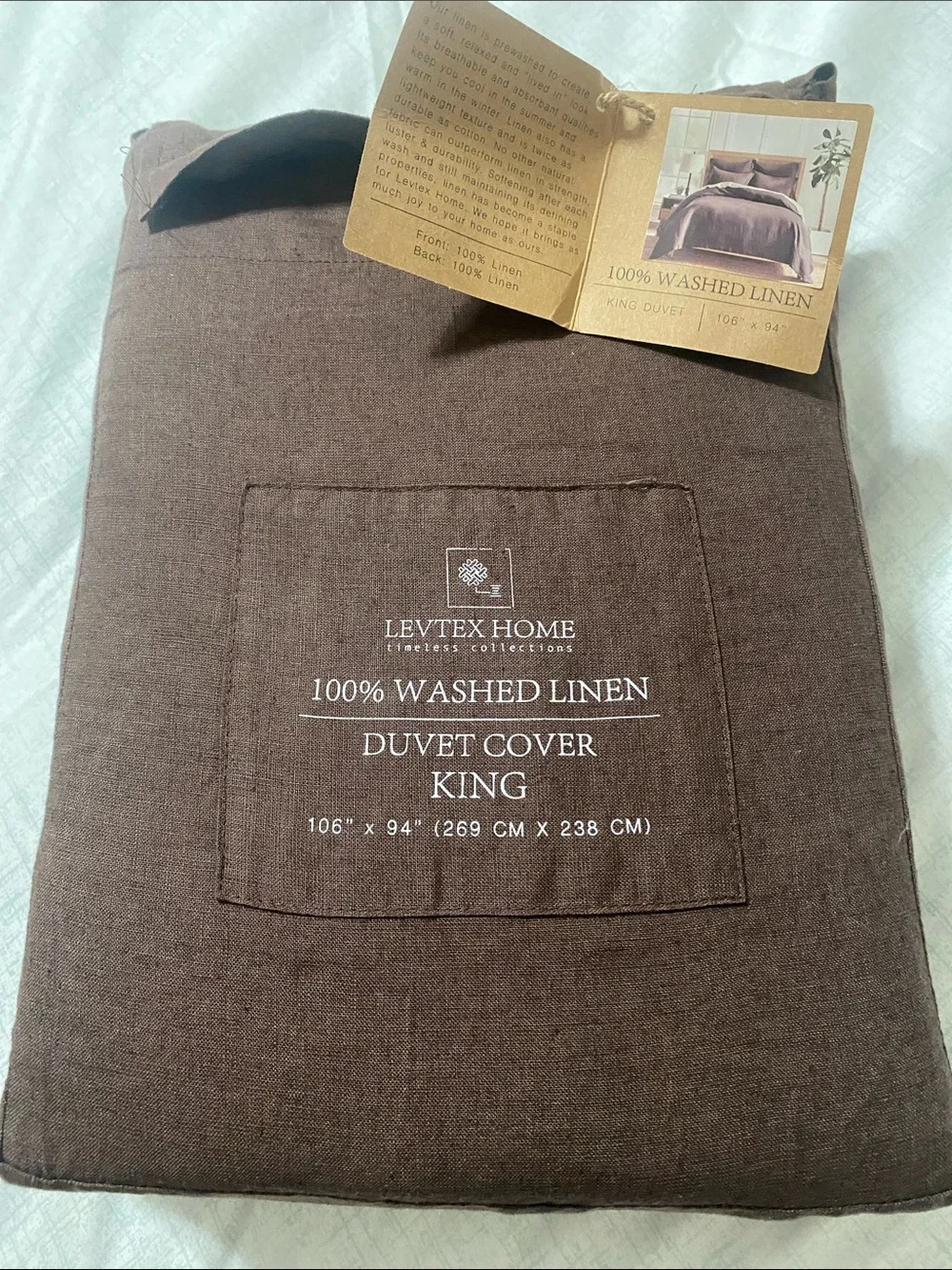 Levtex Home 100% Washed Linen King Duvet Cover - Brown