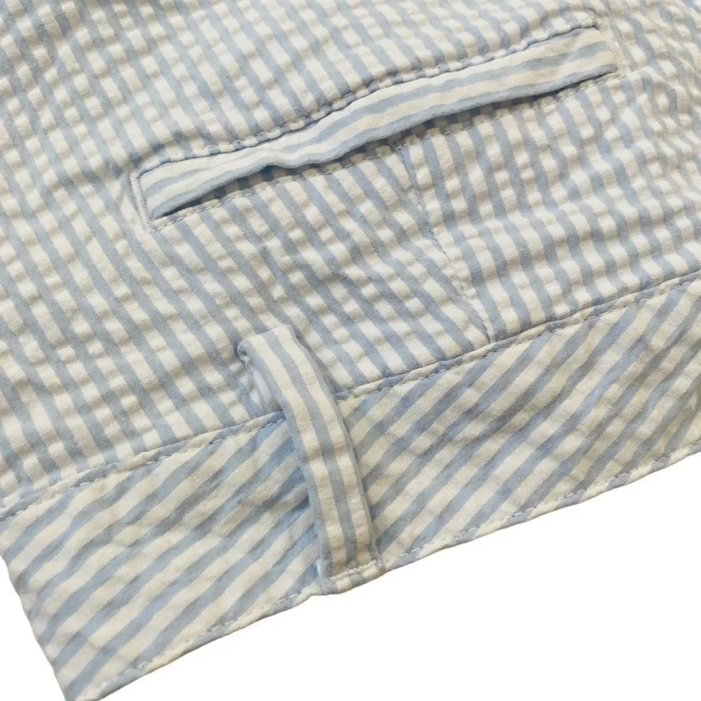 Land’s End Light Blue White Stripe Seersucker Mid Rise Bermuda Shorts Sz 10