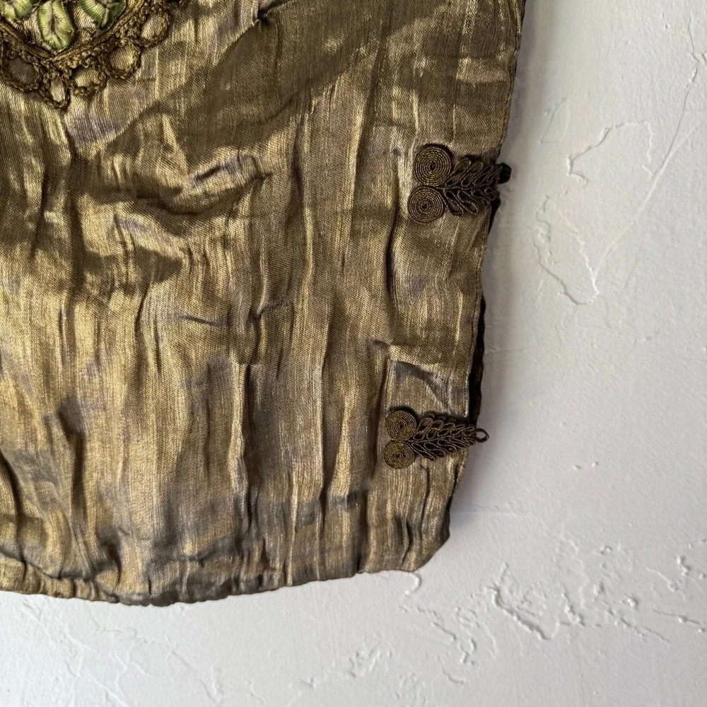 VTG Mary Heth New York Renaissance Top Embroidered‎ Brocade Tank M Fairy Gold