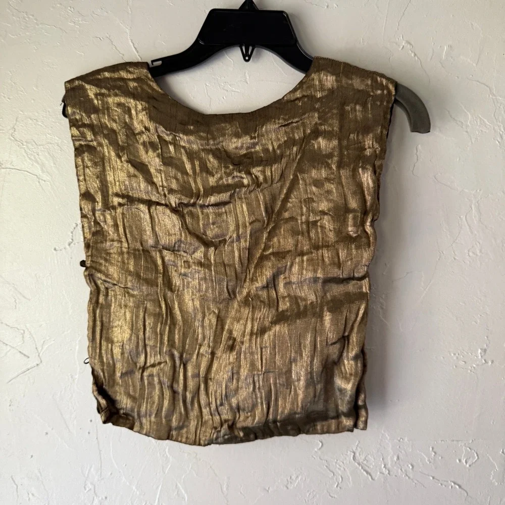 VTG Mary Heth New York Renaissance Top Embroidered‎ Brocade Tank M Fairy Gold