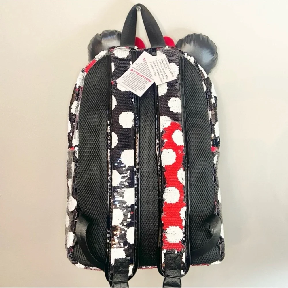 Disney Parks Minnie Mouse Ears & Bow Sequin Polka Dot Color Change Backpack NEW