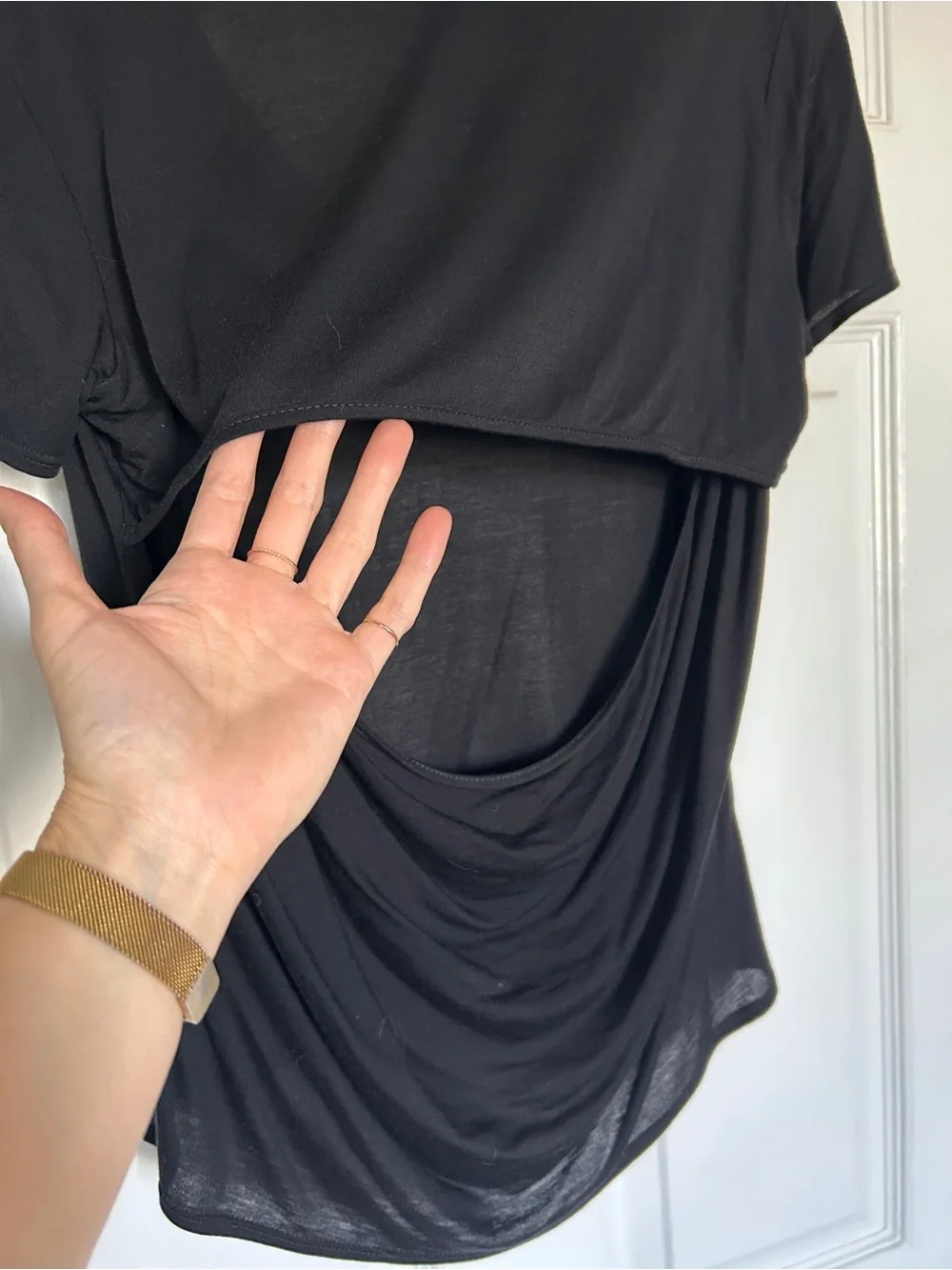 Helmut Lang Black Open Back V-neck T-shirt