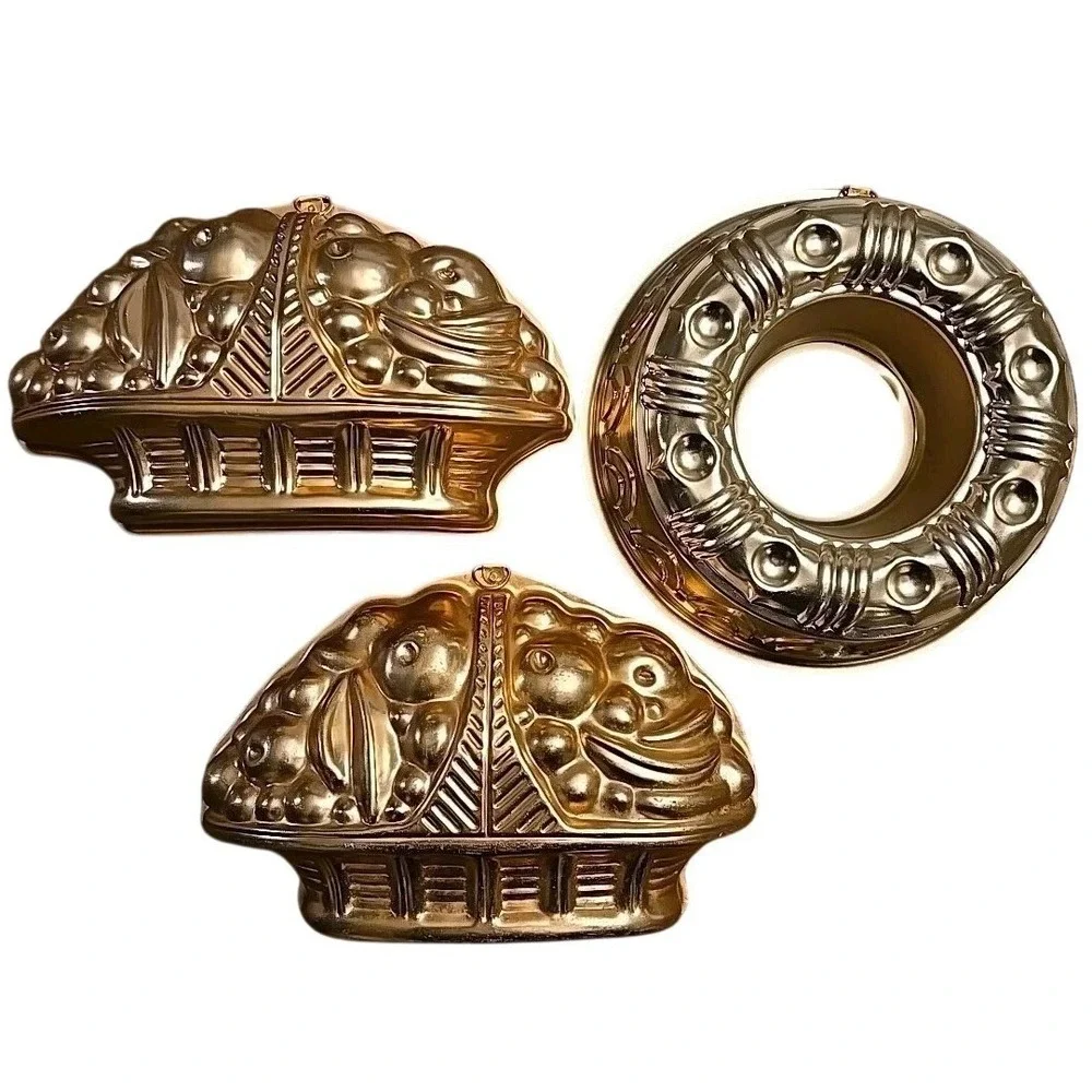 Vintage Mirro Copper Tone Mold Set Fruit‎ Design 3 Piece *Made USA Cottagecore