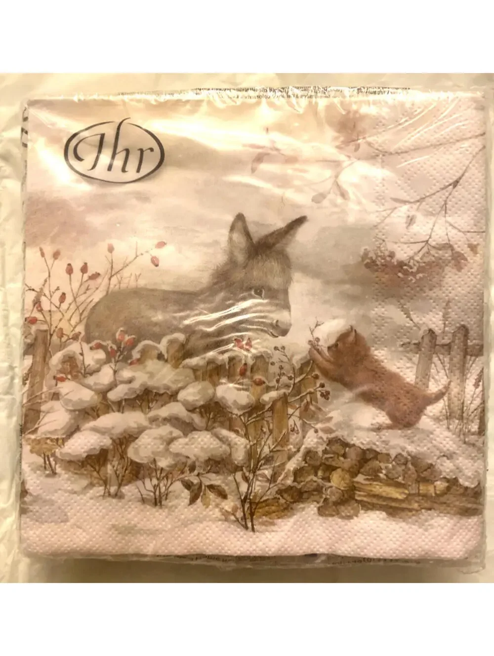 IHR Winter Hello donkey Christmas Holiday Napkins Cocktail 5