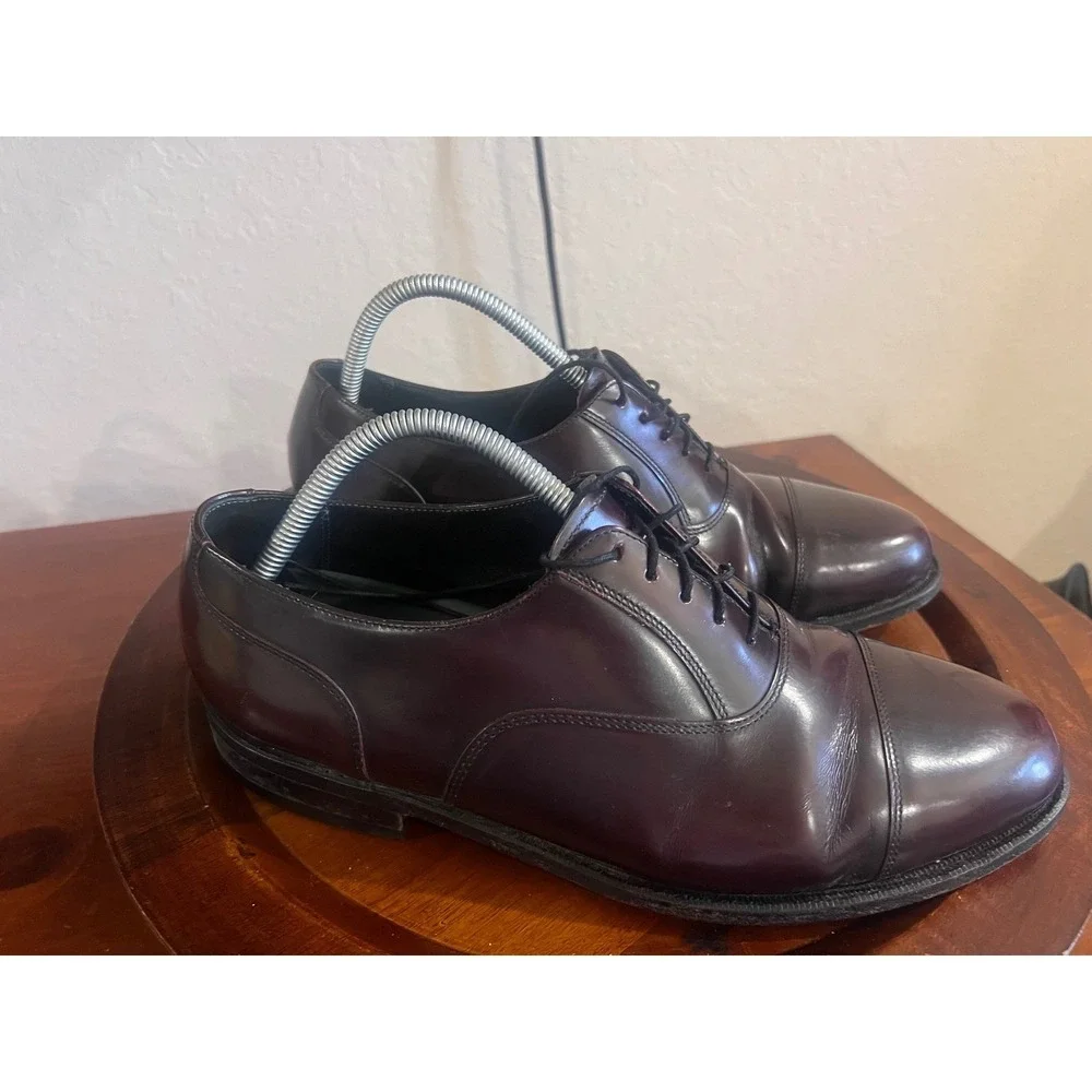 Florsheim Imperial Mens Burgundy Leather Cap Toe Oxford Dress Shoes 630968 10 D